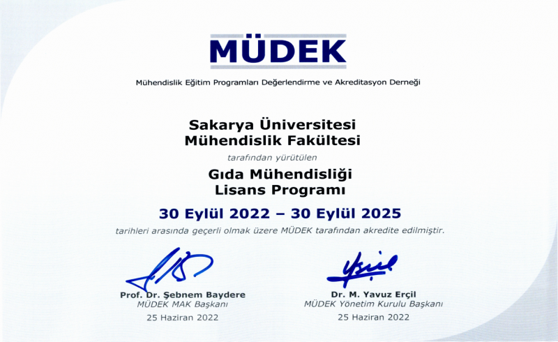 MÜDEK akreditasyonumuz yenilendi.